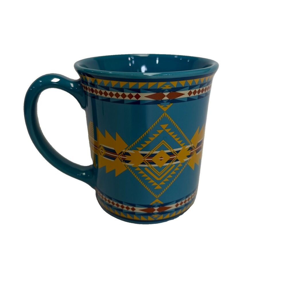 Pendleton Woolen Mills 18 oz Aztec Southwest Theme Coffee Mug Teal